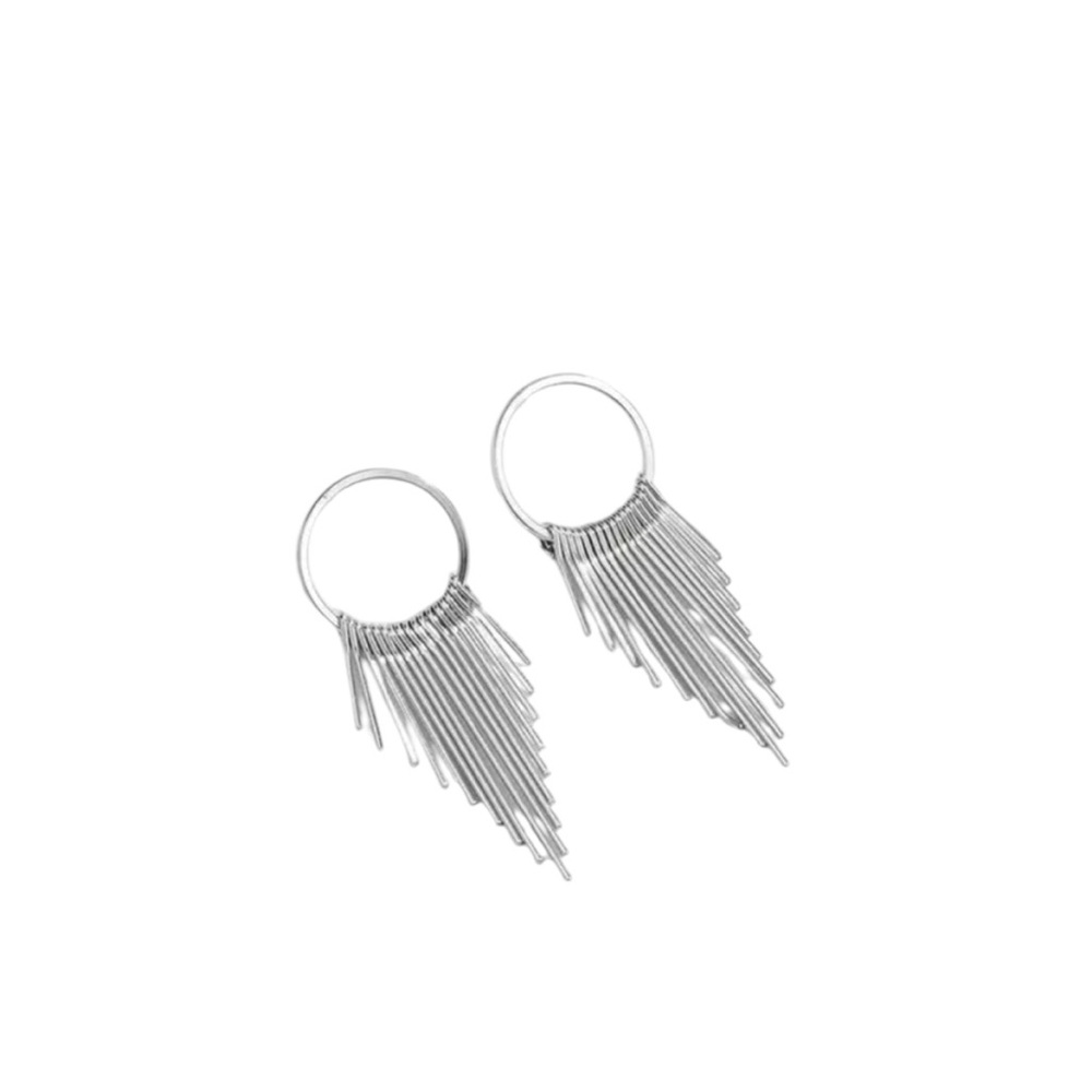 Silver Tassel Dangle Earrings